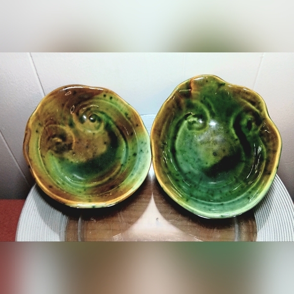 Gail Pittman Other - Vintage Gail Pittman Pottery Moss Green Whimsey Bowls Set Of Two
